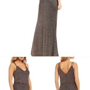 Calvin Klein Metallic Blouson Gown Maxi Dress